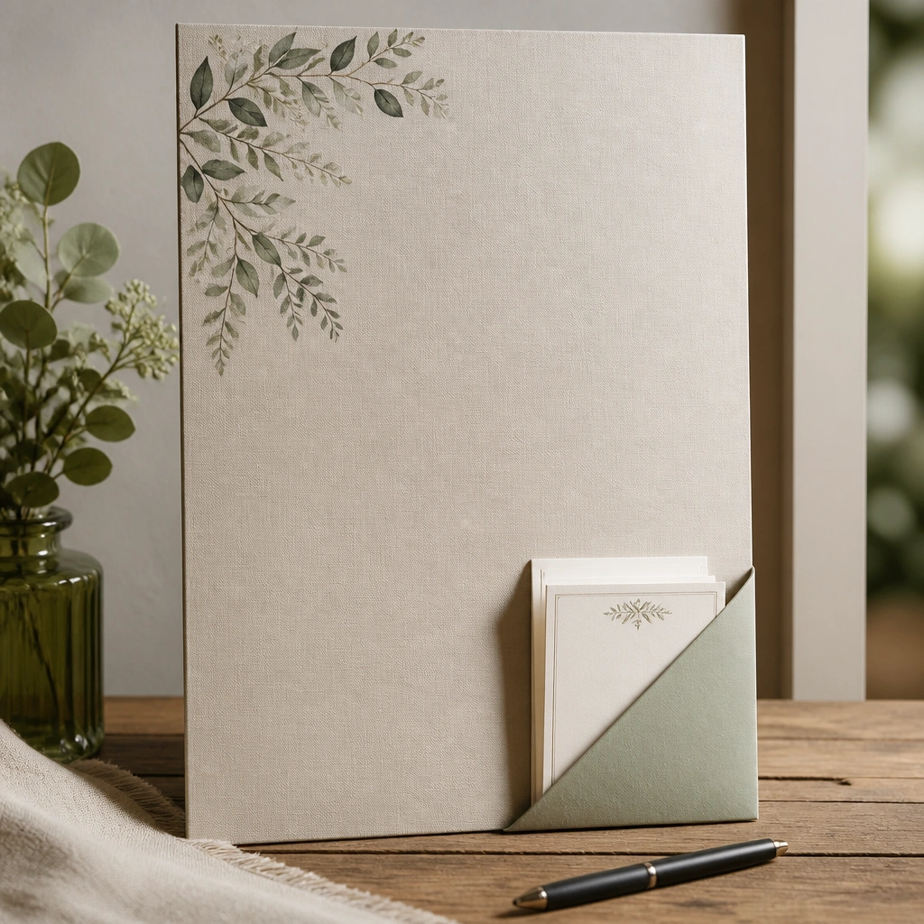 A prayer board with a folded cardstock pocket in the bottom corner holding small request slips labeled with a printable header.