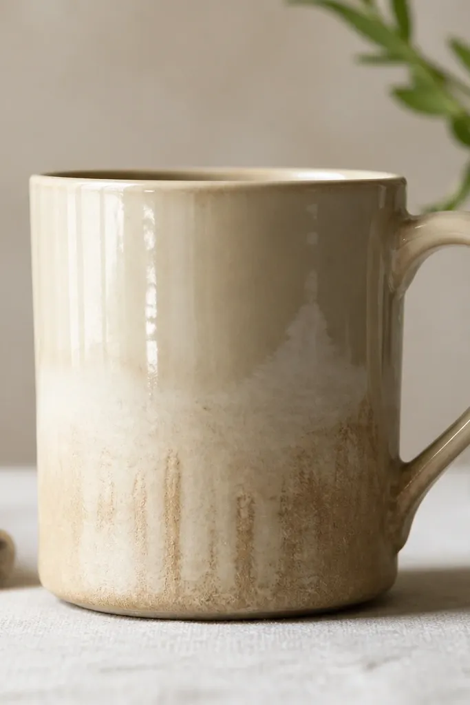 Mug surface with uneven sheen: some areas look glossy while other areas are matte or streaky; the bottom third is noticeably dull and uneven.
