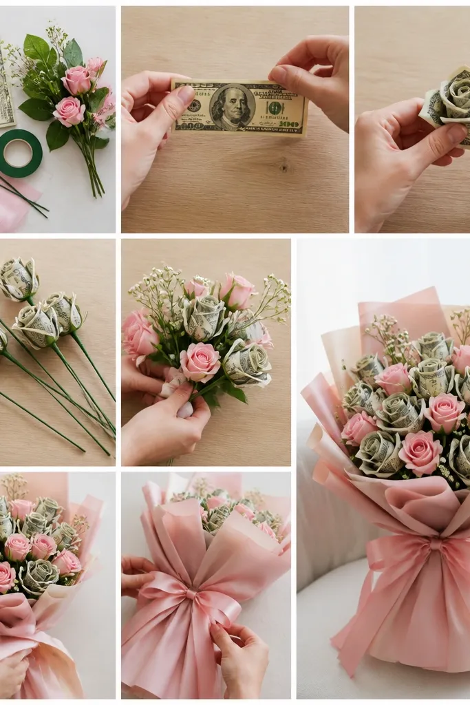How to Make a Money Flower Bouquet Step by Step