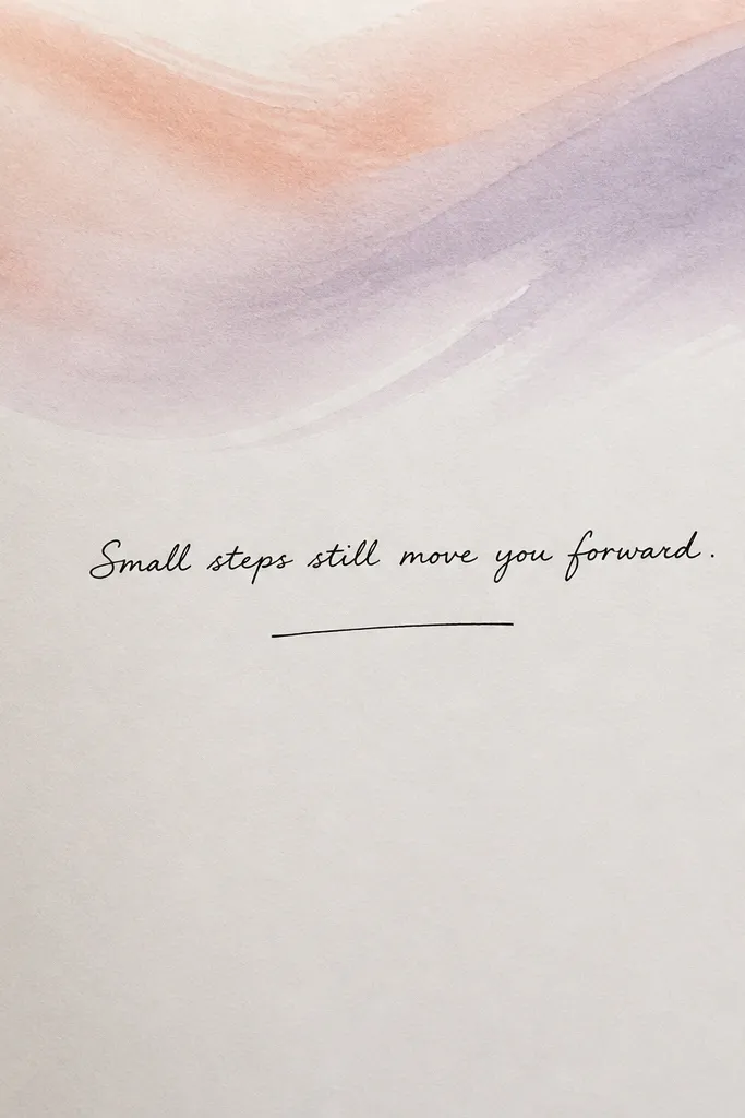 A page with a soft pastel swoosh across the top in peach and lavender, the rest mostly blank, and one centered sentence in black pen with a small underline.