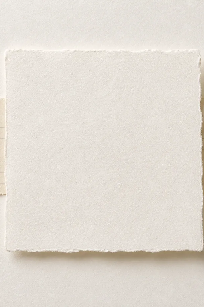 A page where a thin strip of printed lined paper sits behind handwritten text. The handwriting is centered, and the edges of the strip peek out like a layered background.